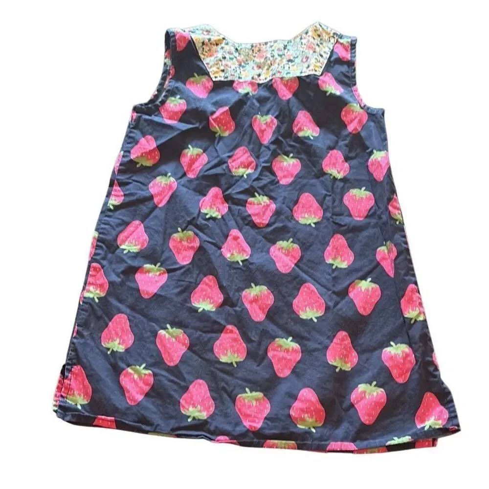 Petit Peony Strawberry Print B.T. Kids Seersucker Embroidered Tier Dress Girls 5